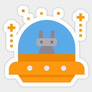 Copy of bunny in ufo icon sticker Sticker